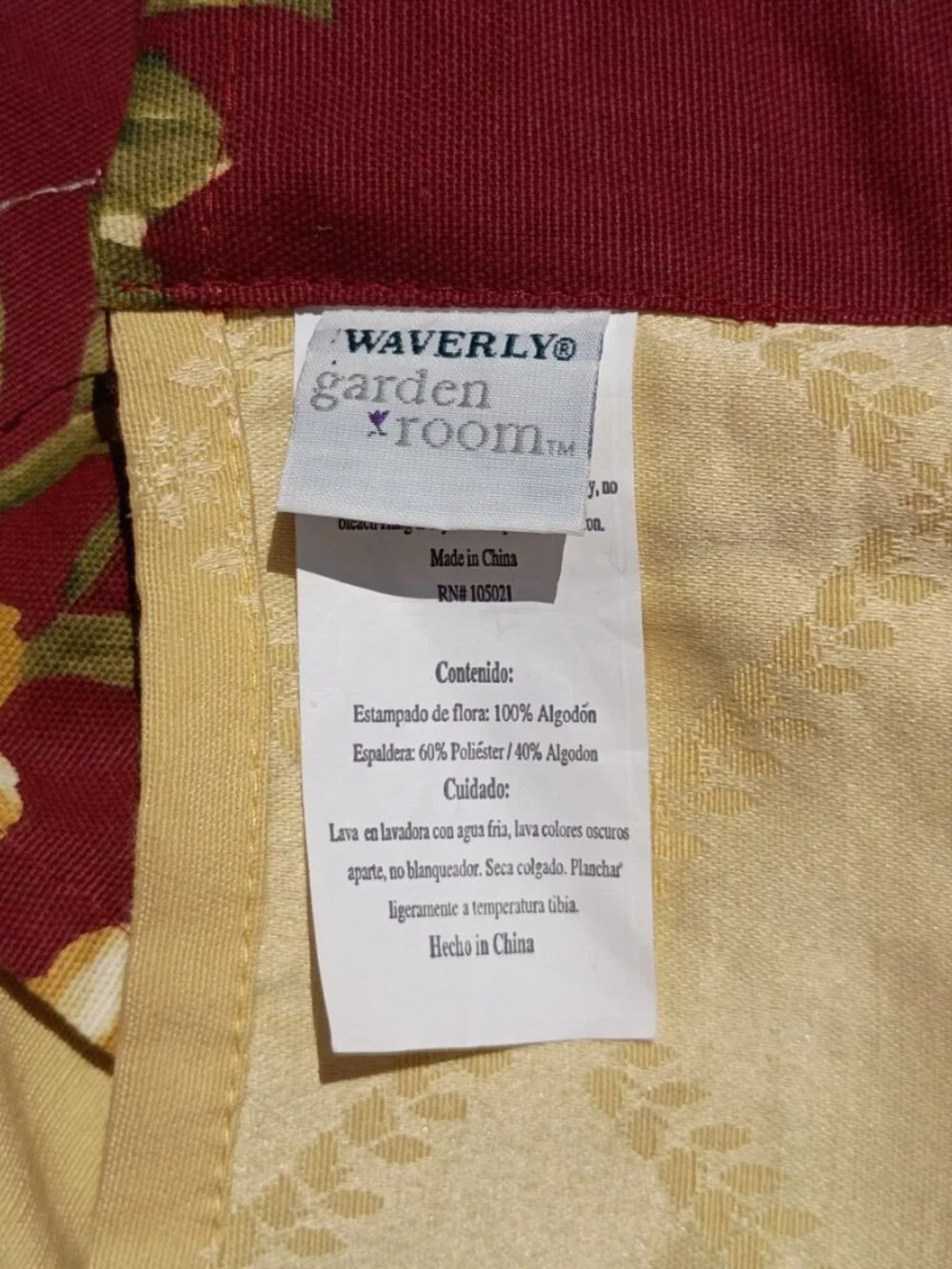 SET OF 3 Vintage Waverly Floral Manor Curtain Valances Dark Red Yellow Layered